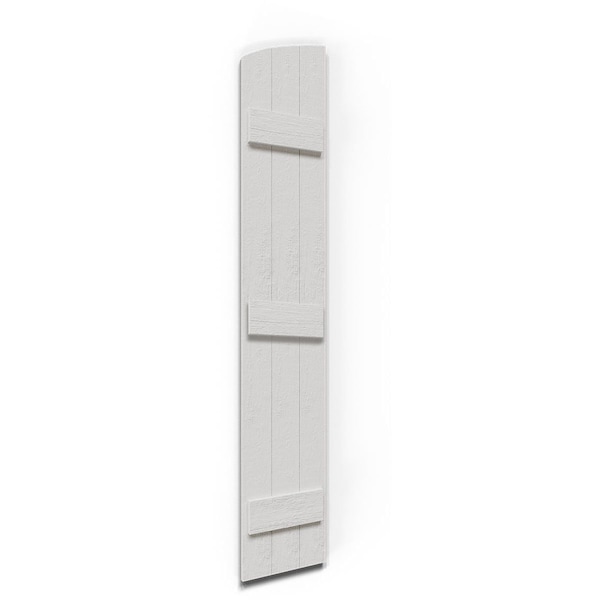 Rustic 3 Board Joined Board-n-Batten Faux Wood Shutters W/Elliptical Arch Top, 16 1/8W X 82H